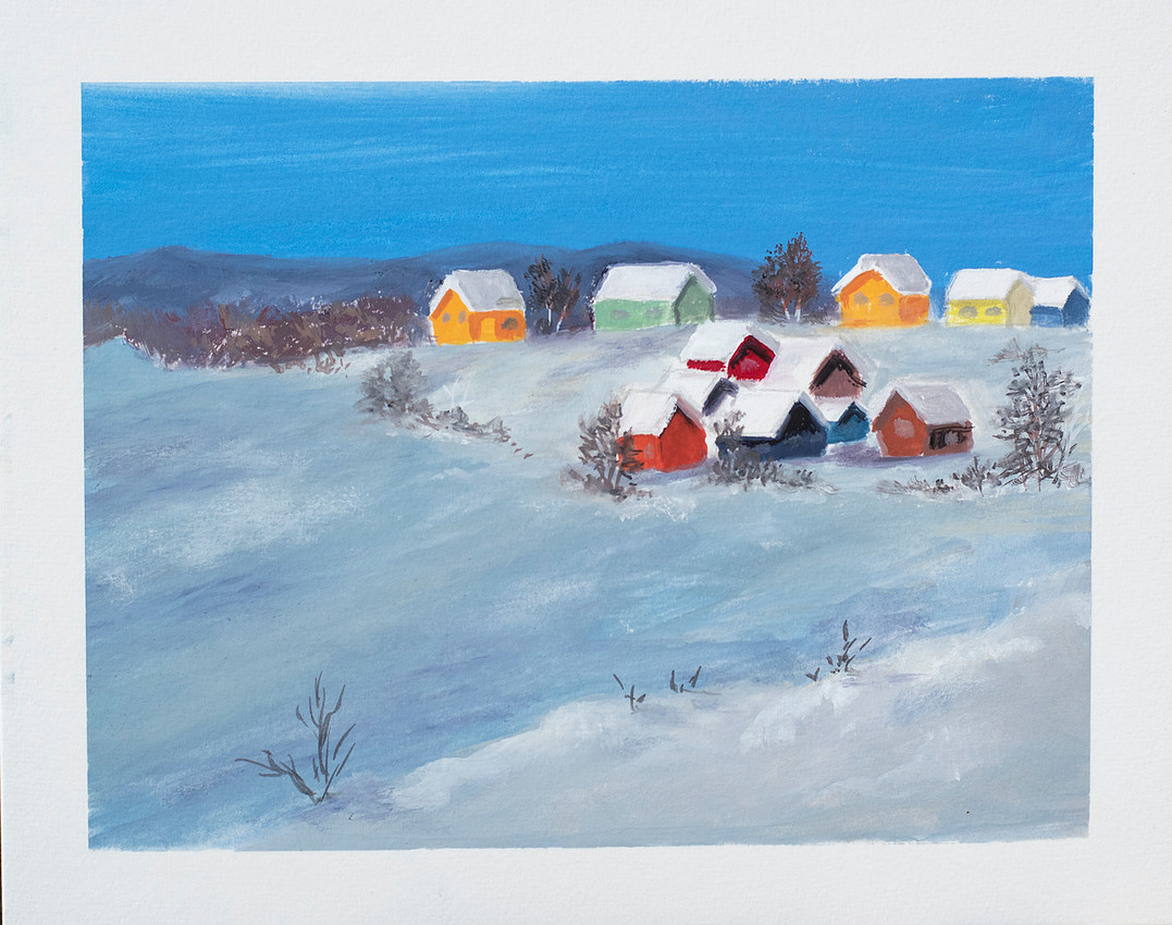 Frozen, gouache 8x10