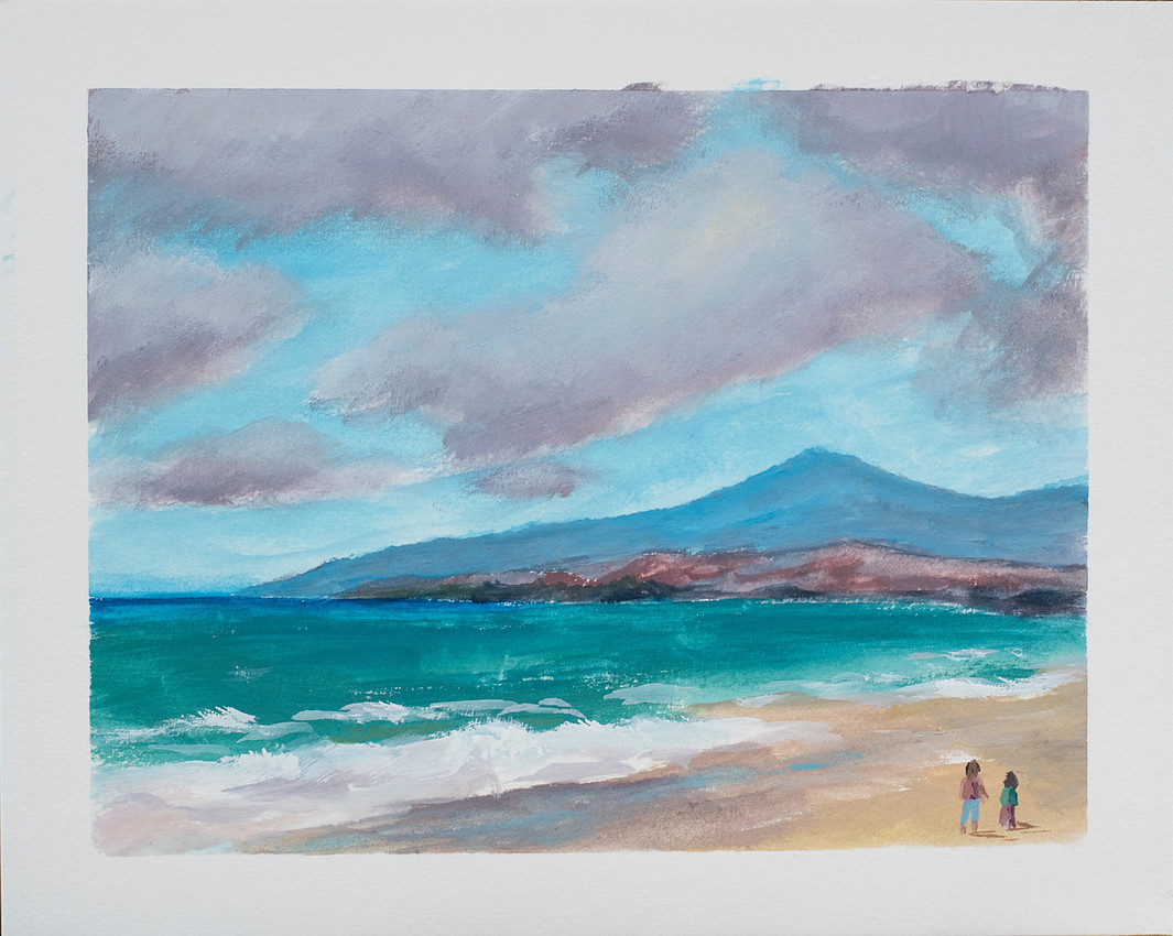 Seaside, gouache, 8x10