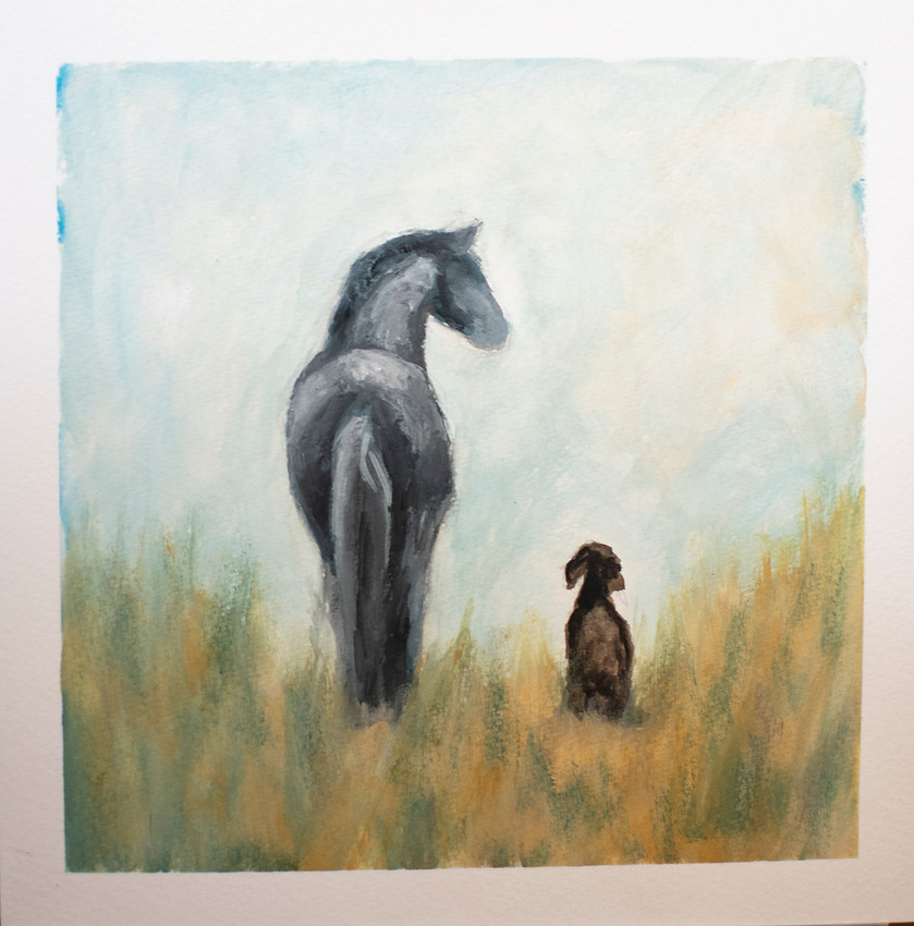 Friends, gouache, 7x7