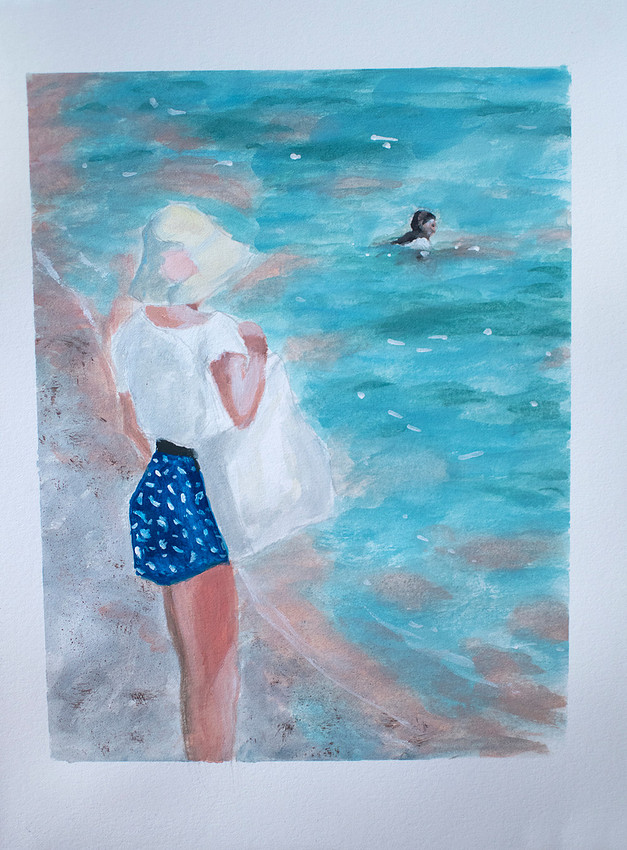 Watcher, gouache, 9x12