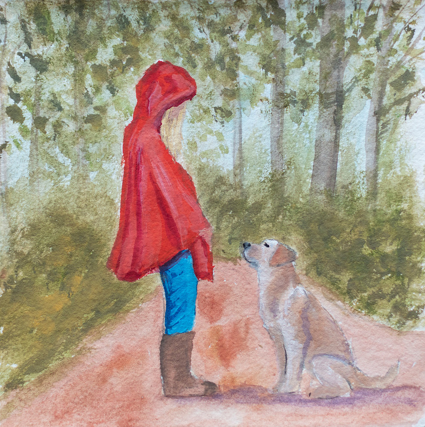 Red Riding Hood, gouache, 5x5