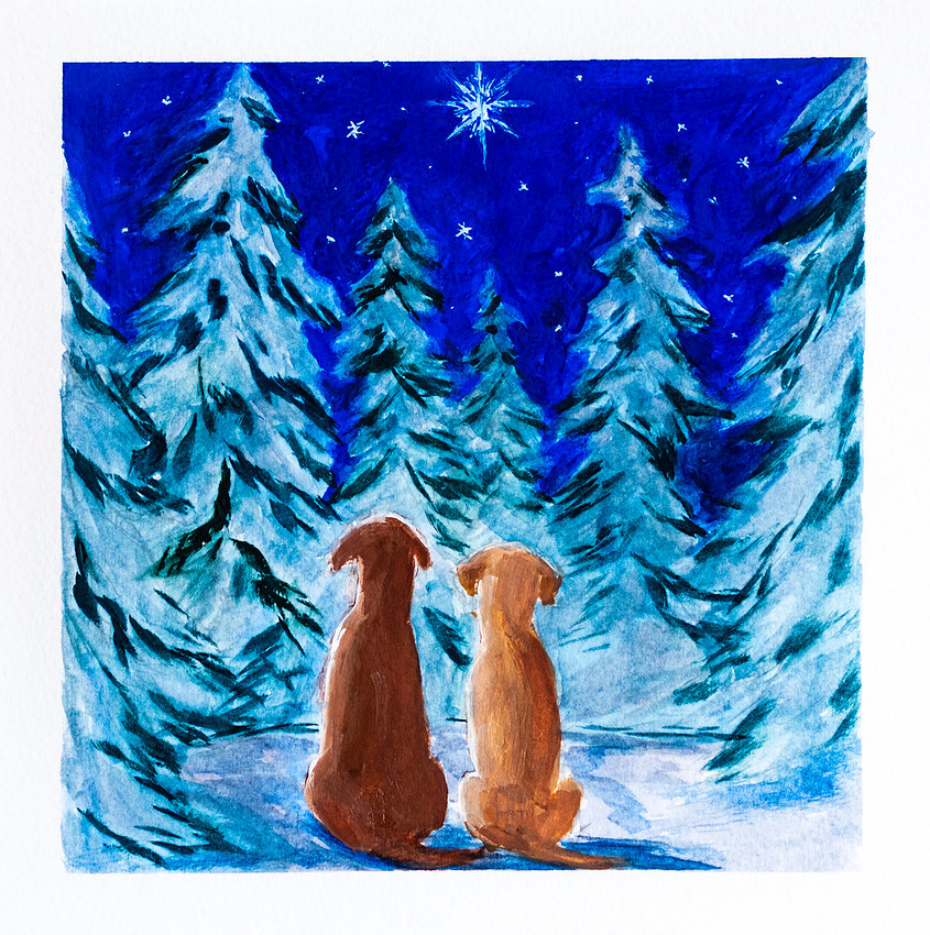 O Christmas tree, gouache on paper, 7x7