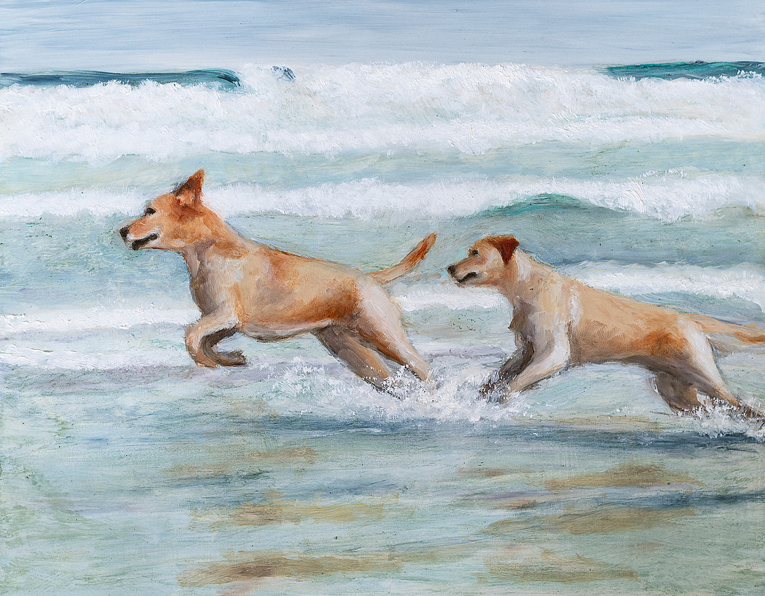 beach buds, oil on board, 9x12
