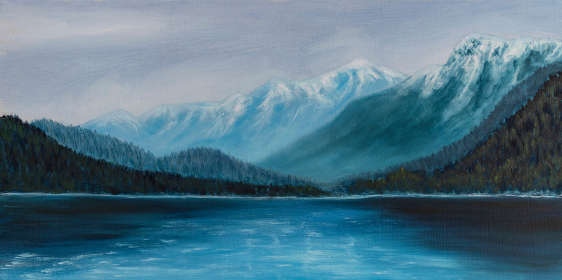 Lake Louise, oil on birch board, 10x20